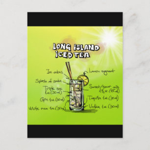 Watercolor Bar Cocktail Recipe Postcard