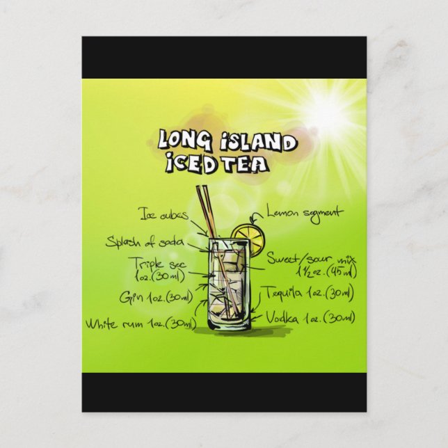 Watercolor Bar Cocktail Recipe Postcard (Front)