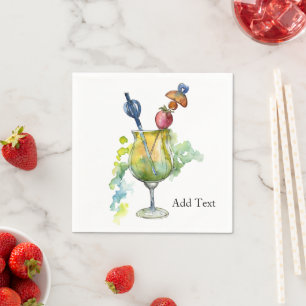 Watercolor Bar Party Cocktail Napkin
