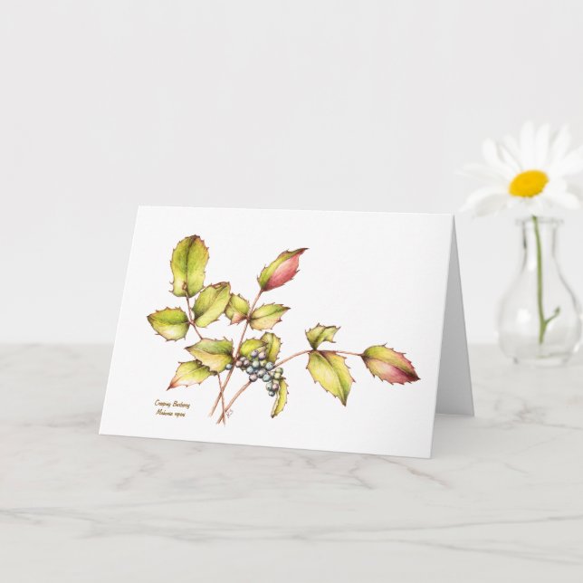 Watercolor barberry greeting card (Small Plant)