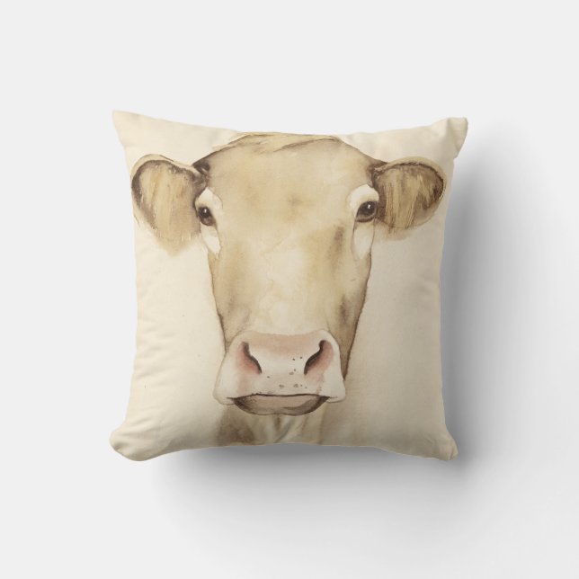 Watercolor Barn Animals | Cow Cushion (Front)