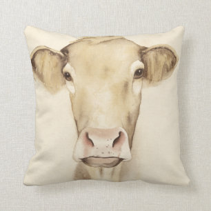 Watercolor Barn Animals Cow Cushion