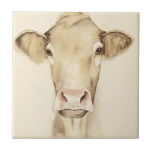Watercolor Barn Animals   Cow Tile