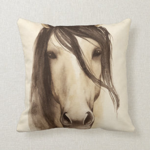 Watercolor Barn Animals Horse Cushion
