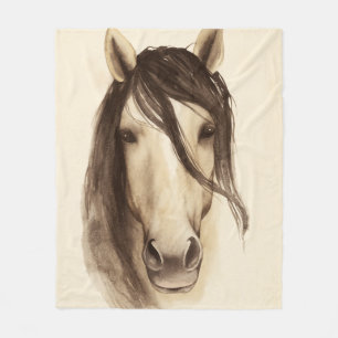 Watercolor Barn Animals   Horse Fleece Blanket