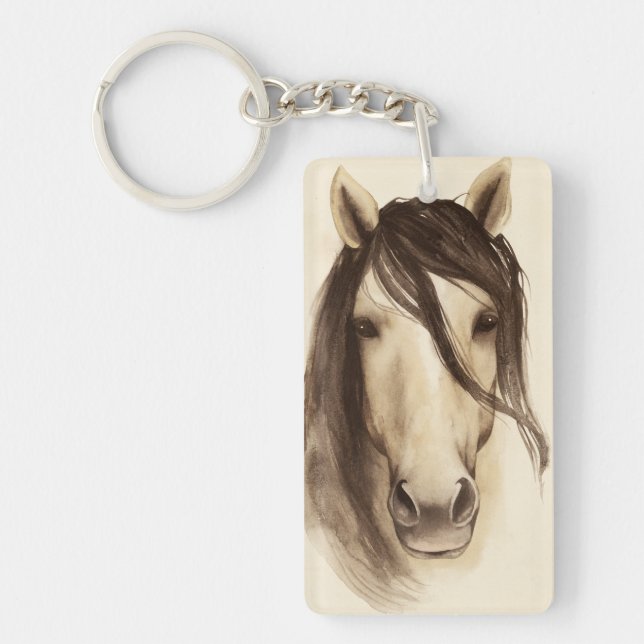 Watercolor Barn Animals | Horse Key Ring (Front)