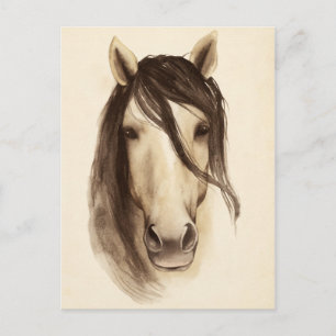 Watercolor Barn Animals   Horse Postcard
