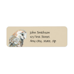 Watercolor Barn Owl Bird Custom Nature Address Return Address Label