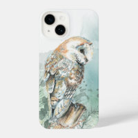 Watercolor Barn Owl Bird Wildlife Nature Art