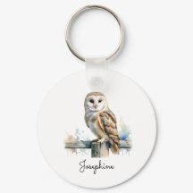 Watercolor Barn Owl Elegant Personalised Name