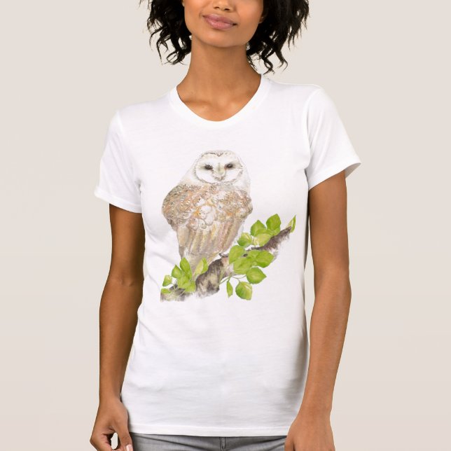 Watercolor Barn Owl T-Shirt (Front)
