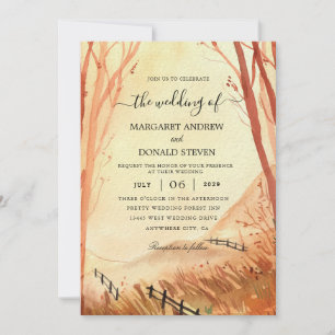 watercolor barn wedding invitation