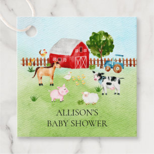 Watercolor Barnyard Animals Baby Shower Favour Favour Tags