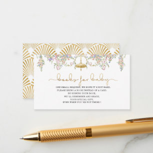 Watercolor baroque flowers baby shower books for Enclosure Card