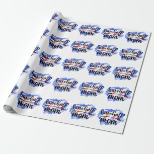 Watercolor Baseball Ball Baseball Mum Wrapping Paper