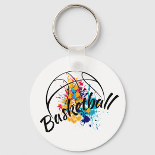 Watercolor Basketball   Key Ring