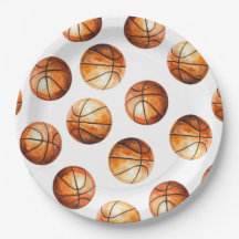 Watercolor Basketball Paper Plate