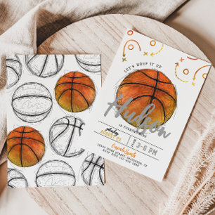 Watercolor Basketball Party Invitation