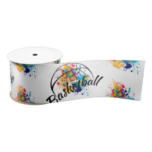 Watercolor Basketball Satin Ribbon
