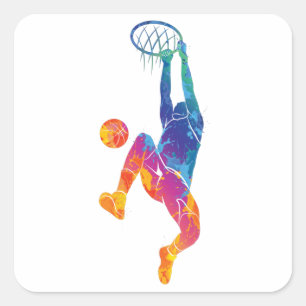 Watercolor Basketball Square Sticker