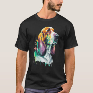 Watercolor Basset Hound Cute Colorful Pet Dog T-Shirt