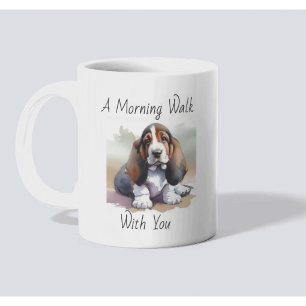  Watercolor Basset Hound Personalise Coffee Mug