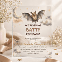 Watercolor Bat We're Going Batty for Baby Shower