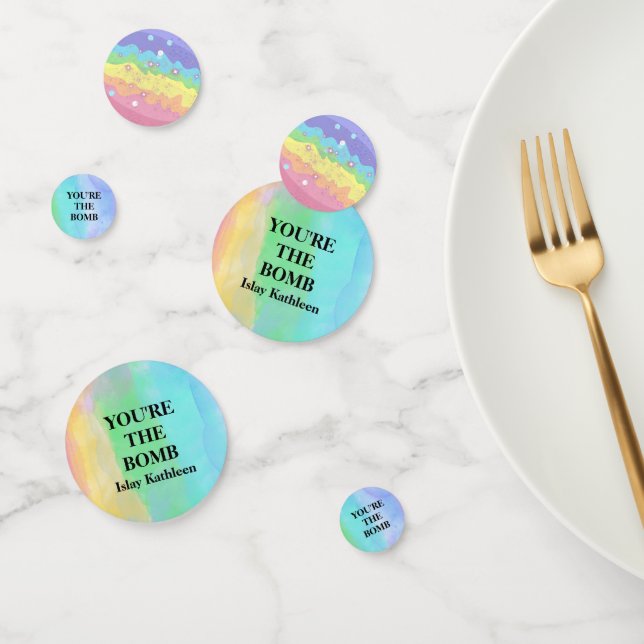 Watercolor Bath Bomb Birthday Table Confetti (Group)