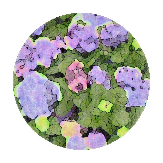 Watercolor Batik Hydrangeas Charcuterie Board  (Front)