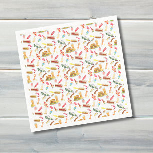Watercolor BBQ Food, Drinks & Desserts Pattern Napkin