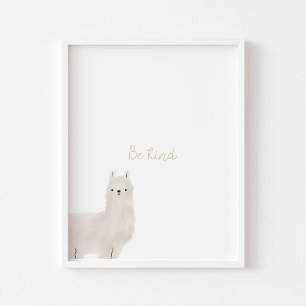 Watercolor Be kind lama print