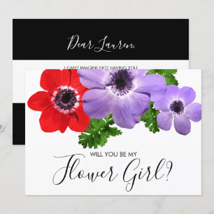 Watercolor Be My Flower Girl Bridesmaid Card