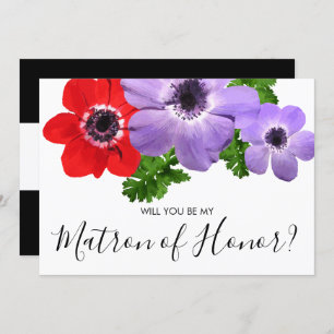 Watercolor Be My Matron Of Honour Bridesmaid Card
