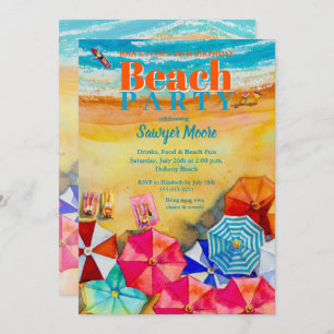 Watercolor Beach 16th Birthday Party Invitation