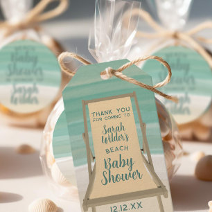 Watercolor Beach Baby Shower Thank You Favour Tags