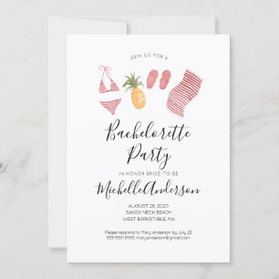 Watercolor Beach Bachelorette Party Invitation