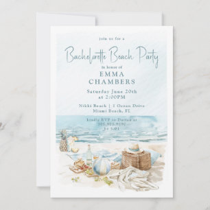 Watercolor Beach Bachelorette Party  Invitation