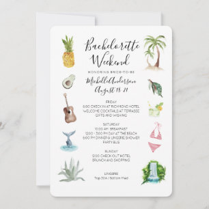 Watercolor Beach Bachelorette Weekend Itinerary Invitation