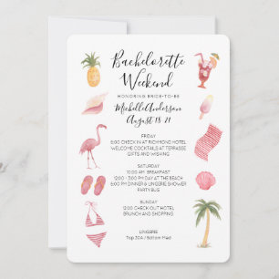 Watercolor Beach Bachelorette Weekend Itinerary Invitation