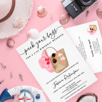Watercolor beach bag birthday pink program weekend