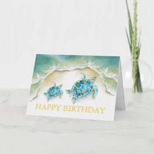 Watercolor Beach Birthday Cards
