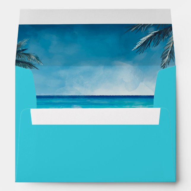 Watercolor Beach Blue Ocean  Envelope (Back (Bottom))