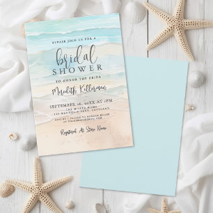 Watercolor Beach Bridal Shower Invitation