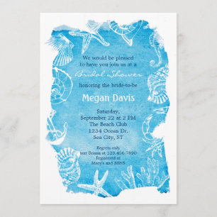 Watercolor Beach Bridal Shower Invitation