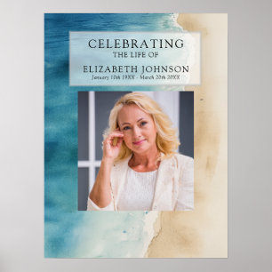 Watercolor Beach Celebration of Life Welcome Sign