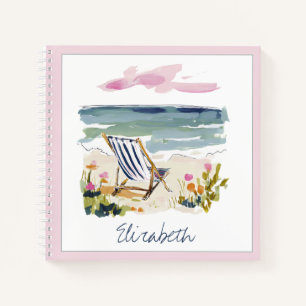 Watercolor Beach Chair Personalised Notebook