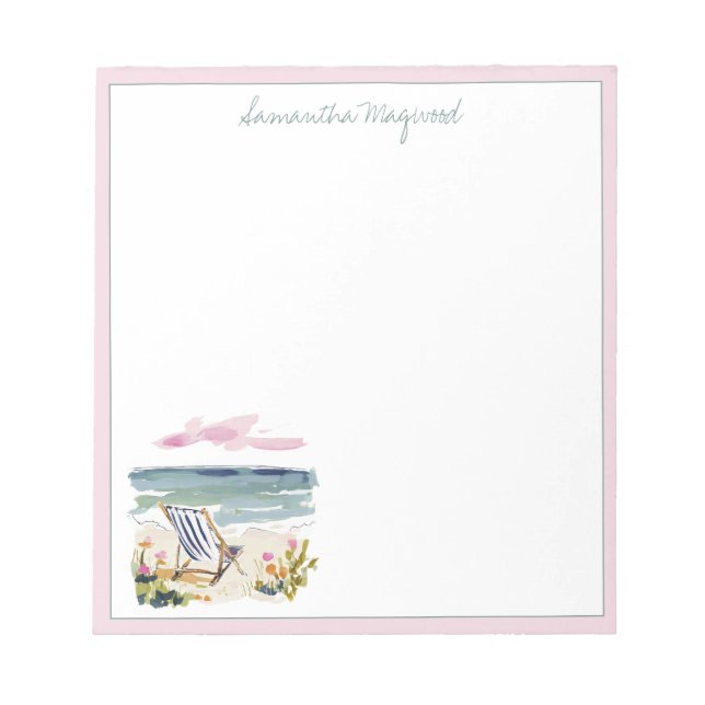 Watercolor Beach Chair Personalised Notepad (Front)