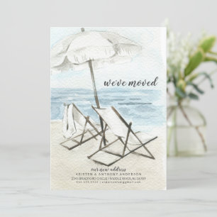 Watercolor Beach Chairs Moving Announcement