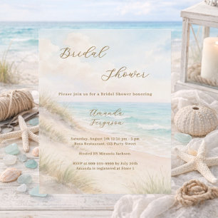 Watercolor beach coastal Bridal Shower invitation