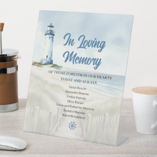 Watercolor Beach, Coastal In Loving Memory Pedestal Sign